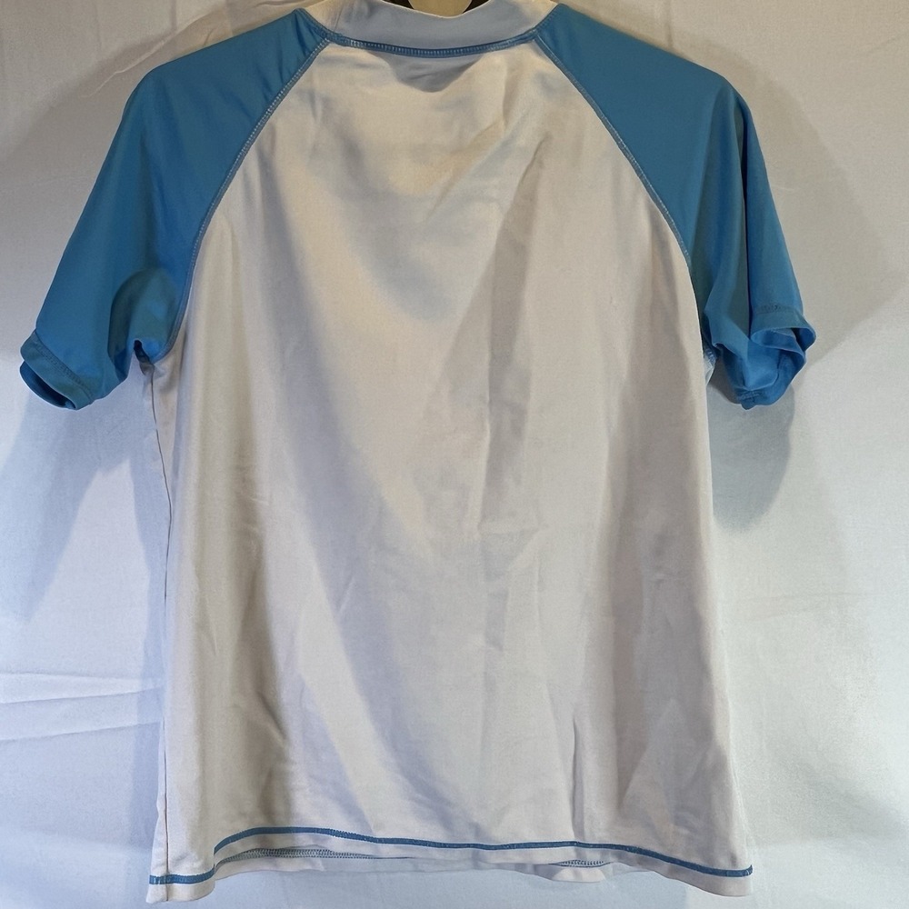 BUC-EE'S Rash Guard Shirt Youth L Swim Short Sleeve Sun Surf Shirt Large Blue YL - Picture 4 of 5